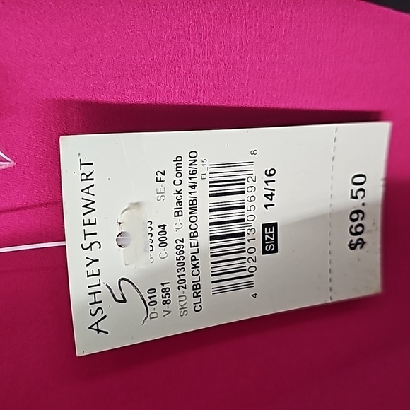 AS Color Blocked Dress Raspberry Pink & Black w Pleated Detail - Picture 3 of 12